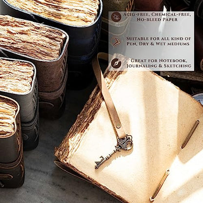 LEATHER VILLAGE Leather Bound Journal Key Lock, Distressed Brown 8x6. - color: Distressed Brown, size: 8"X6"