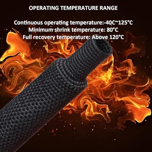 10 FT 1.4 inch 2:1 Heat Shrinkable Braided Sleeving Heat Shrink Sleeve Abrasion Protection Flexibility Wiring Harness Cable Sheath - size: 35mm-1.4"