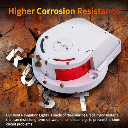 RVZONE White IP67 LED Boat Navigation Light, Red & Green for Pontoon Yacht - color: White