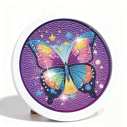 Gemozaic Butterfly Diamond Art Kits for Kids Ages 6-8-12, Round Frame, 8x8 - color: CC1024