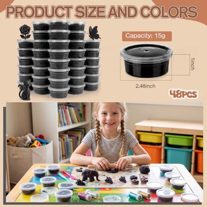 VioraWhite 48 Pcs Air Dry Clay Bulk 1.6lb Modeling Clay Kit,Black - color: Black