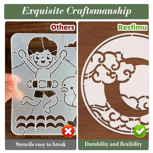 Moon Stencils for Crafts Reusable 12Pcs Stencils(5.9X5.9 Inch) - color: Moon
