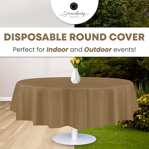 Grandipity Plastic Table Cloth Disposable 12 Pack 84" Round Gold - color: Gold, size: 84in. Round