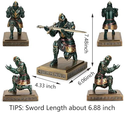 King's Guard Knight Pen Holder with a Letter Opener Desk Organizers Green - color: Green