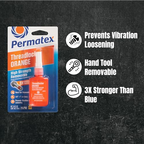 Permatex 25210 High Strength Removable Threadlocker Orange Liquid, 10 ml - size: 10 ml, style: Liquid - High Strength