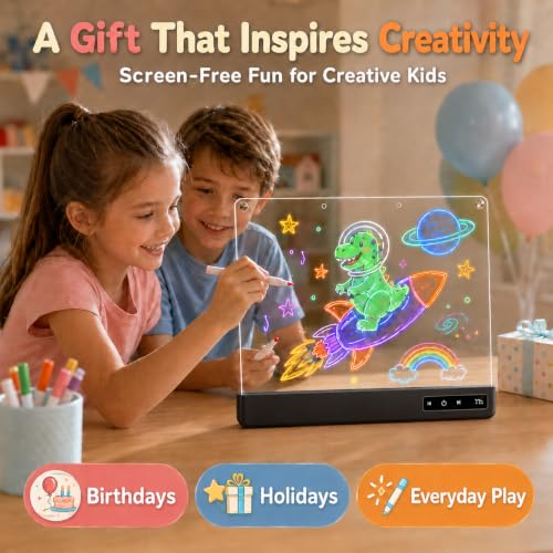 Cardivek LED Drawing Board for Kids, 16" Rechargeable Light Up Tablet - color: Black