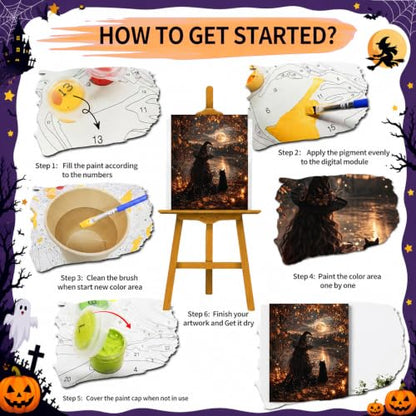SUJINMEI Witch Paint by Numbers Kit for Adults Without Frame 16X20 inch - color: MT23074-US