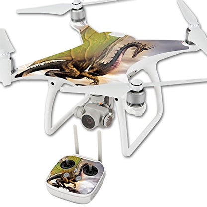 MightySkins Skin Compatible with DJI Phantom 4 Quadcopter Drone wrap Cover Sticker Skins Dragon World