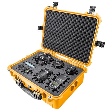 Eylar 20" Large Hard Case Equipped With Ragar Reconfigurable & Reusable XP Crosslinked Foam Insert, Waterproof, Shockproof For Equipment, Drones And Cameras (2 Ragar Layers) (Yellow)
