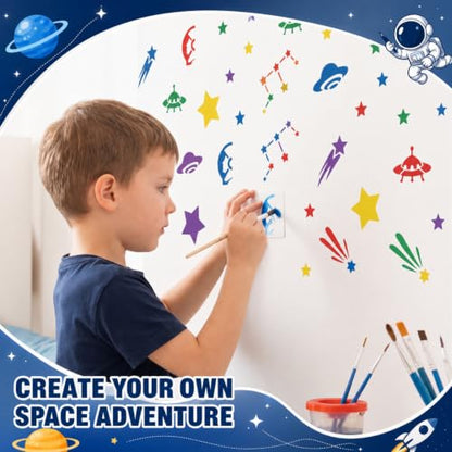 Fainne 100 Pcs 1.5 Inch Space Theme Small Stencils for Crafts - style: Space