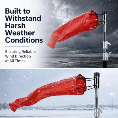 8 in x 36 in Airport Windsock Pole Kit, Red Windsocks