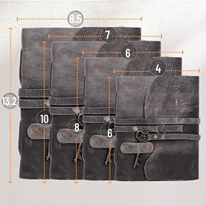 LEATHER VILLAGE Fancy Journal Key Lock, Slate Grey 6x4. - color: Grey, size: 6"X4"