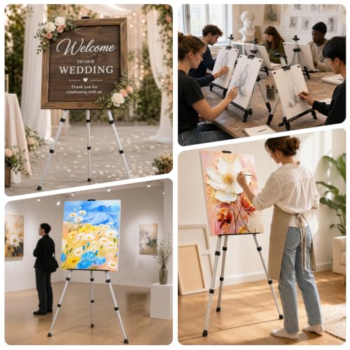 Art Painting Easel Stand, Adjustable Display Tripod Artist Floor Sign Easel - style: Silver