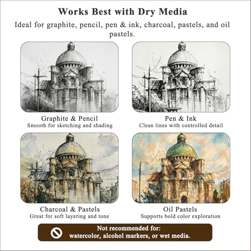 Fuxi 8x10 Sketchbook, Top Spiral-Bound Sketch Pads, 100-Sheets_68lb/100gsm - color: Brown, size: 10" x 8" (Pack of 1)