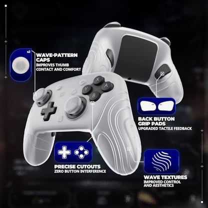 PlayVital for Nintendo Switch 2 Pro Controller Silicone Cover – Samurai Edition Protective Skin Case for Switch 2 Pro Controller with Back Button Caps & Thumb Grips, Shockproof - Clear White - color: Clear White