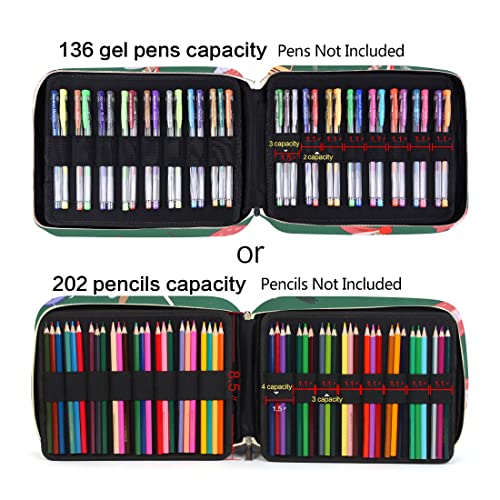 Pencil Case Holder Slot with Zipper Closure Large Capacity Pen Organizer - color: green dragonfly