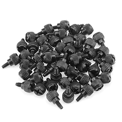 HELIFOUNER 50 Pieces 6-32 Thread, Black Color 6#-32x6 Computer Case Thumbscrews, Thumb Screws for Computer Case/Cover/Power Supply/Hard Drives - color: Black, thumb screws, 6#-32x6