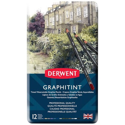 Derwent Graphitint Pencils, Metal Tin, 12 Count (0700802) - size: 1 Count (Pack of 12)