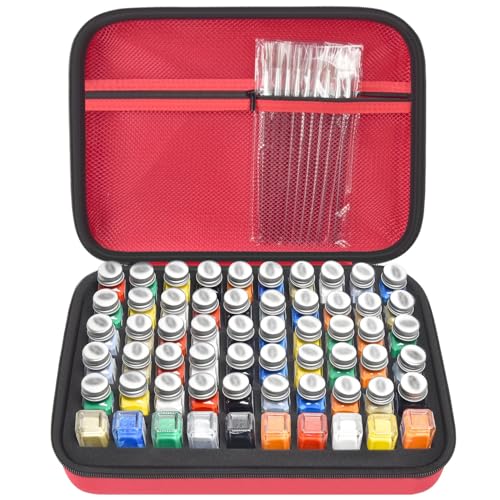 Model Paint Storage Case for Testors, Holds 60 Bottles, Paints Not Included - color: Red