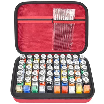 Model Paint Storage Case for Testors, Holds 60 Bottles, Paints Not Included - color: Red