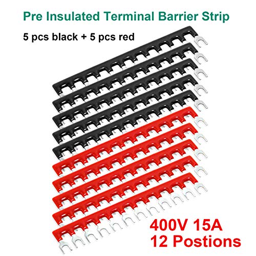 Terminal Block Strip, 12 Circuits 600V 15A, Dual Row Screw, 5 Sets - size: 15A 12P+10pcs Jumpers