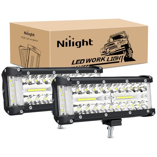 Nilight 2 PCS 7 Inch Side Shooter Light Bar Spot Flood Combo Triple Row - color: Side Shooter Light 2PC