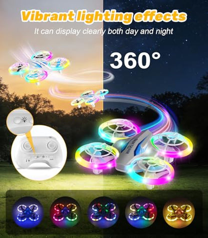 Mini Drone for Kids & Beginners- Kids Drone Mini Flying Toy with 360° Flips, LED Lights, 3 Batteries, 27 Mins Flight Time, One Key Takeoff Indoor Drones Mini RC Drones Gift for Boys and Girls