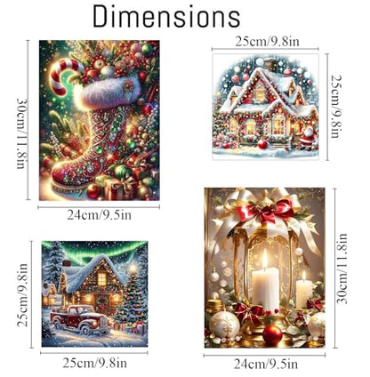 4 pack Christmas Paint by Numbers Kit for Adults Beginner with framed - color: Paint by Number-4pack-12