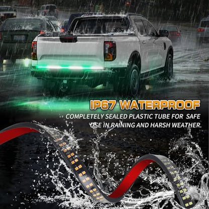 XRIDONSEN 48 inch 288 LED Tailgate Strobe Lights Rear Emergency Lights - color: Green/White