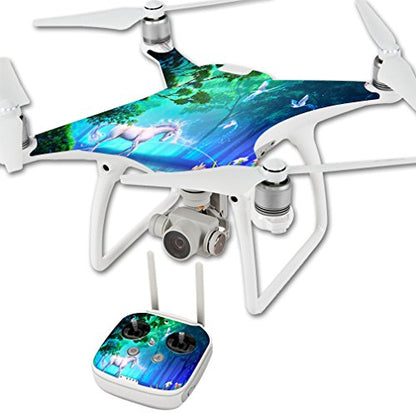 MightySkins Skin Compatible with DJI Phantom 4 Quadcopter Drone wrap Cover Sticker Skins Unicorn Fantasy