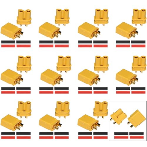 XT30 Connectors XT30 Female and Male Connector Plugs with 2 Pieces Shrink Tubing for RC Car/Boat/LiPo Battery - color: Xt30