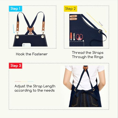 MEEDEN Painting Apron for Men Women: Adjustable Cross Back Waterproof - color: Navy