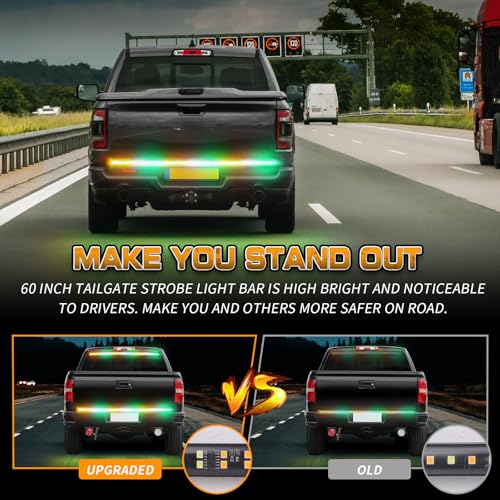 XRIDONSEN 48 inch 288 LED Tailgate Strobe Lights Rear Emergency Lights - color: Amber/Green