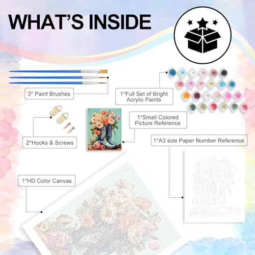 Cowboy Boots Paint by Numbers Kit for Adults Without Frame 16x20 IN - color: YOPNF01