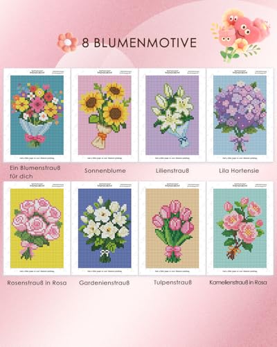 forever young Bouquet Small Diamond Art Kits, 5x7 Inch Canvas - color: Bouquet