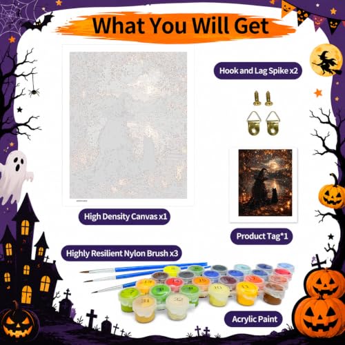 SUJINMEI Witch Paint by Numbers Kit for Adults Without Frame 16X20 inch - color: MT23074-US