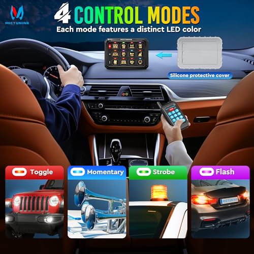 MICTUNING P1Y RGB 12 Gang Switch Panel Remote Control Range Up to 230FT - size: RGB 12 Gang(Remote Control)