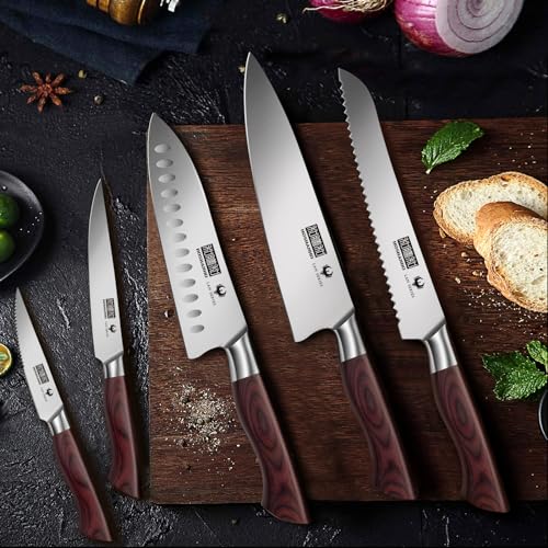 HOSHANHO 18PCS Kitchen Knife Block Set, Sharp Chef Knives with Sharpener - size: 18 Pieces Knife Set