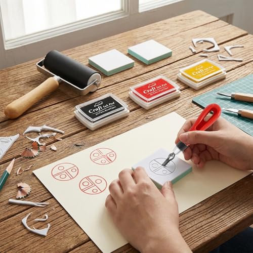 12pcs 2"x2" Rubber Carving Blocks, Linoleum Block Stamp Making Kit for Beginners - DIY Stamp Making, Printmaking Crafts (White & Green) - color: 12pack, size: 2"x2"