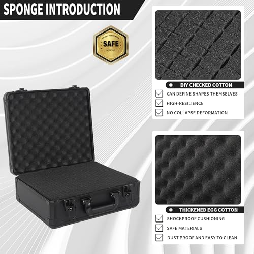 12.6 Inch Carrying Case with Customizable Pre-Diced Foam - size: 12.6x9.8x5.5 Inch