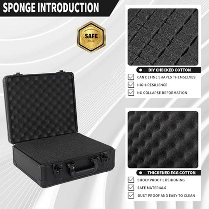 12.6 Inch Carrying Case with Customizable Pre-Diced Foam - size: 12.6x9.8x5.5 Inch