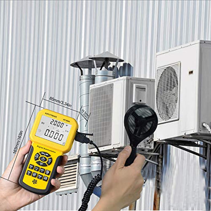 Pro HVAC Anemometer,CFM Air Flow Meter for Wind Speed/Wind Temp/Wind Flow - color: Light yellow