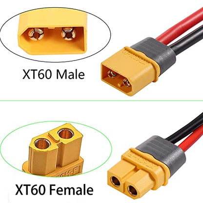 XT60 Male to Female Adapter,14AWG Silicone Extension Cable - size: XT60-XT60 1M(3.28ft)