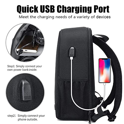 Cwatcun Camera Backpack Bag, Waterproof DSLR Bag with USB Port & Rain Cover - color: Black, size: 3.0 Large