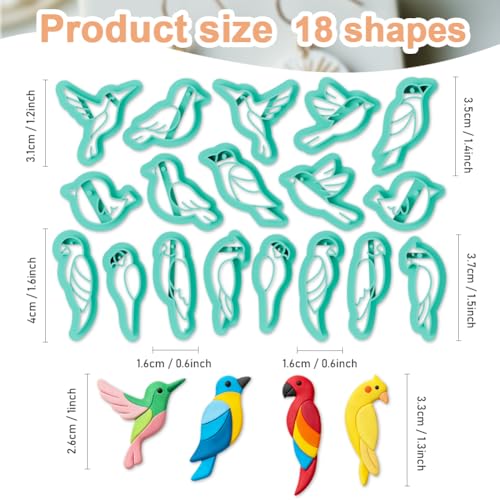 18Pcs Bird Polymer Clay Cutters Swallow Clay Earrings Cutters - color: Bird