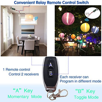 DieseRC 2 Receiver Modules with 2 Transmitters Wireless Remote Control Switch DC 3.6V 5V 12V 24V 30V 2A 1 Channel 433Mhz Radio Control Remote Switch Small Mini Size Controller