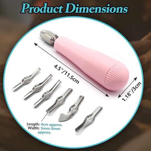 Luomorgo Linocut Carving Kit, Linoleum Cutter Tools with 6 Blades - color: Pink
