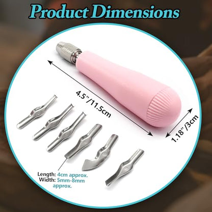Luomorgo Linocut Carving Kit, Linoleum Cutter Tools with 6 Blades - color: Pink