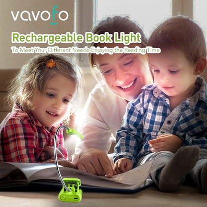 VAVOFO Rechargeable Reading Light, Clip on Book Light for Reading in Bed - color: Neon Green