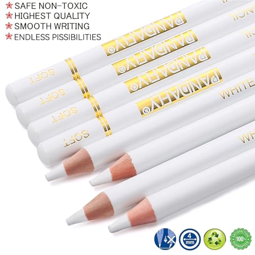 PANDAFLY White Charcoal Pencils Set, 8 Pack, Sketch Highlight Pencils - color: White